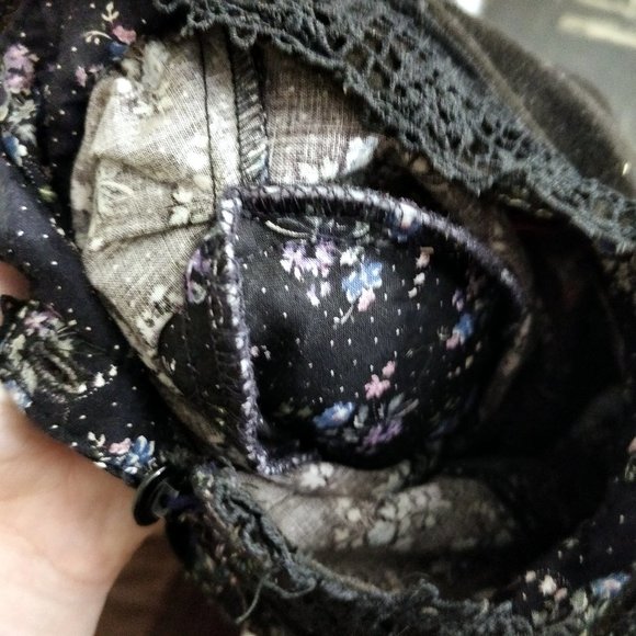 Gunne Sax Black Calico Floral Velvet Button Dress Gunnie RARE Dark moody - Picture 13 of 16